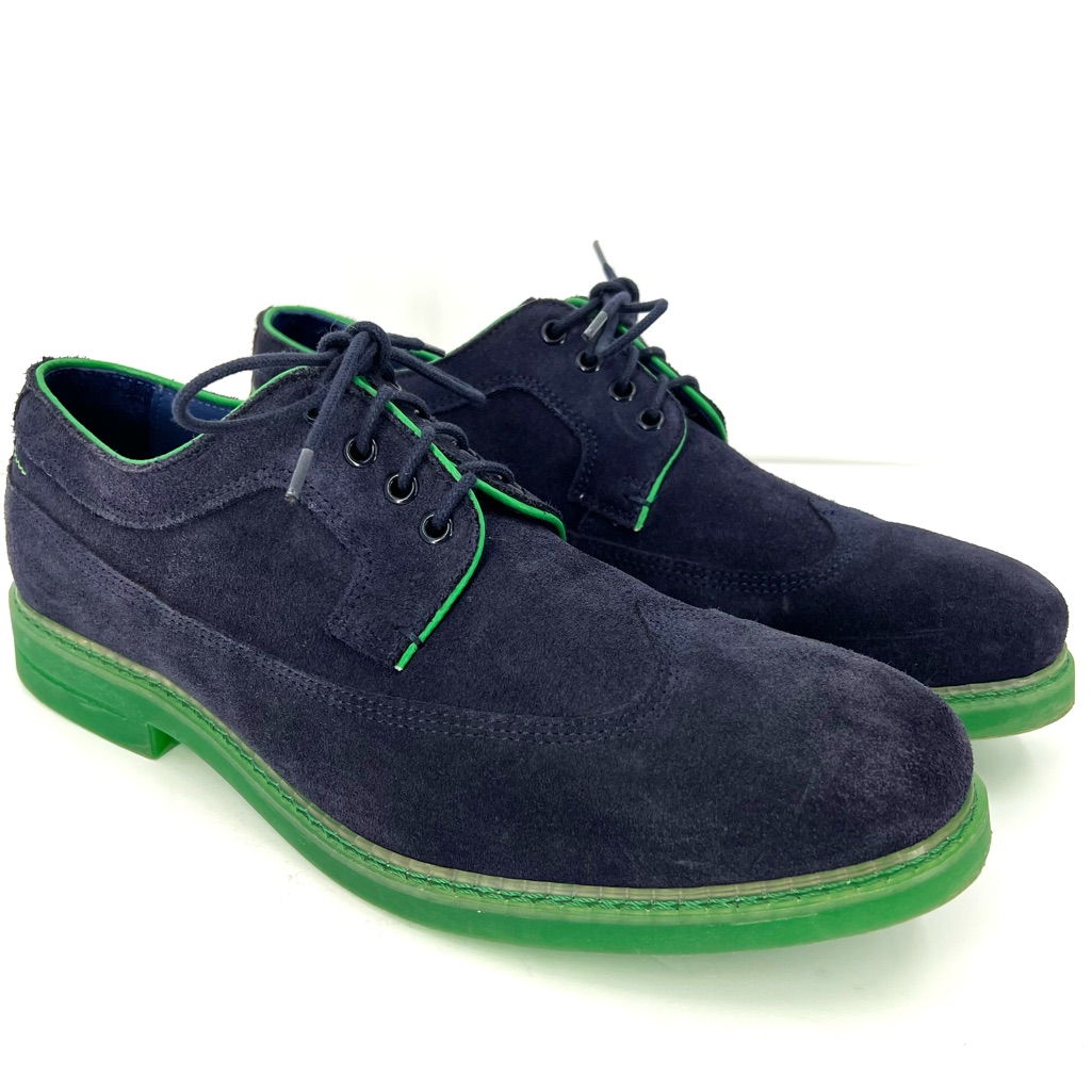 Ted Baker Juippita Suede Oxford Derby Shoes Size 11 Navy Blue / Kelly Green